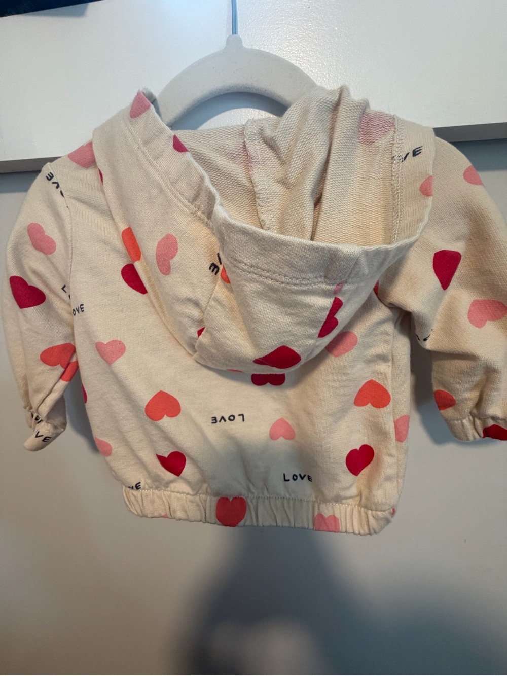 Carter's Cream Zip Hoodie with Pink & Red Heart Print - Picture 4 of 10